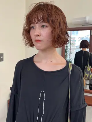 ショート カラー パーマ ボブパーマ/パーマ ウルフパーマのヘアスタイル