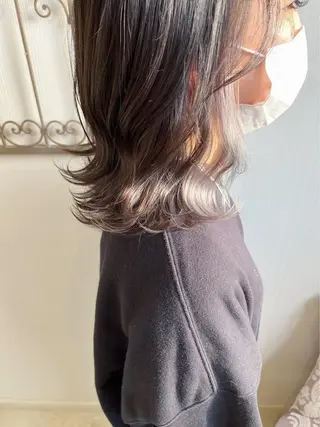 ミディアム カラー 🩶韓国艶髪🇰🇷 下本夕綺のヘアスタイル