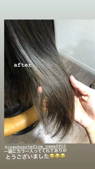 ミディアム カラー 梅田ハイトーン チダ ヒナノのヘアスタイル