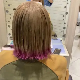 ショート カラー らいむ/暖色/ルーツ /イヤリングカラーのヘアスタイル