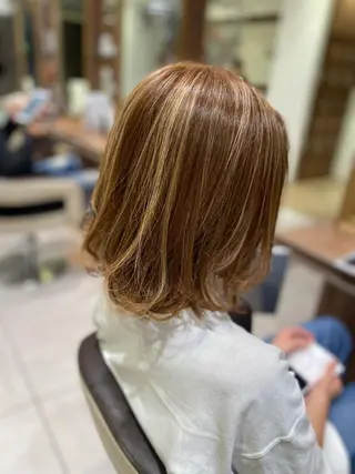 ミディアム カラー 💎大人ハイライト 💎上杉一也💎のヘアスタイル