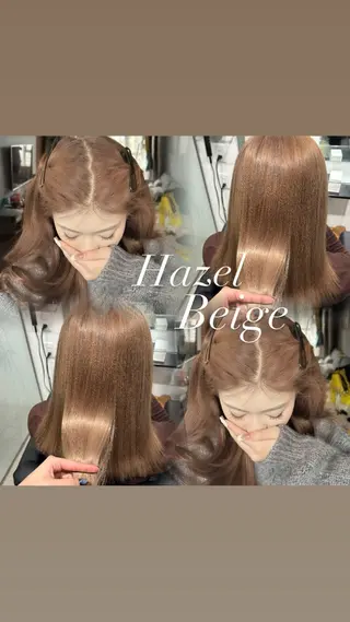 セミロング Yuzu️🫧/艶 ハイトーン/韓国ヘアのヘアスタイル