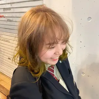 ミディアム カラー ピンクベージュ/新潟 万代/高橋桃葉🍑のヘアスタイル