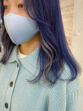 ロング カラー ブリーチなしカラー ダブルカラーエクステのヘアスタイル