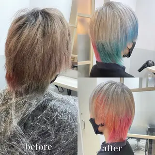 ミディアム カラー EMANON新宿南口所属・🦄中性ウルフ ☁️Shiori🦄のヘアスタイル