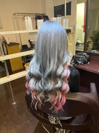 ロング カラー 編み込みエクステ/ ハイトーン りょすけのヘアスタイル