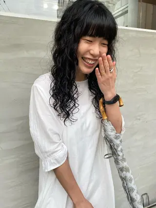 ロング パーマ 森貴裕/ベージュ/ パーマ/オリーブのヘアスタイル