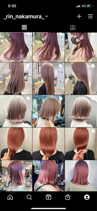 ミディアム カラー ヘアアレンジ ハイトーン/ ボブ 中村麟のヘアスタイル