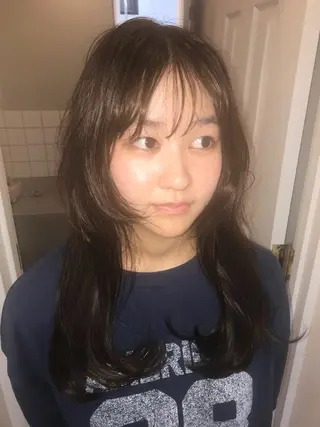 セミロング runa/パーマ /ワンカラーモデルのヘアスタイル