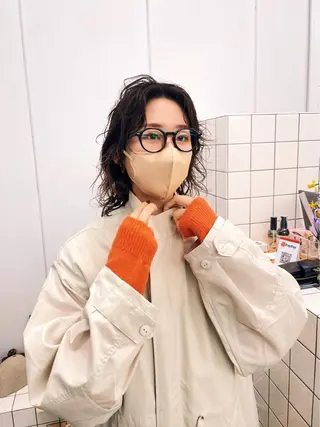 ミディアム パーマ 関 京磨のヘアスタイル