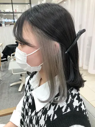 ミディアム カラー 太白区白髪ぼかし/ ボブカット/千葉達人のヘアスタイル