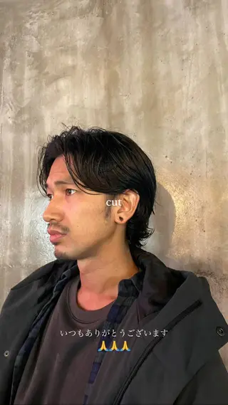 ミディアム パーマ メンズ ニュアンスパーマ/ メンズカット田島勇樹のヘアスタイル