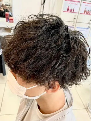 ショート パーマ メンズ 髪質改善× ハイライト溝江のヘアスタイル