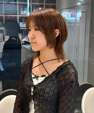 ミディアム カラー ブリーチなしwカラー メンズパーマ新居見のヘアスタイル