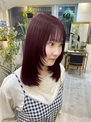 ミディアム 韓国レイヤーカット/ ハイトーン/マアヤのヘアスタイル