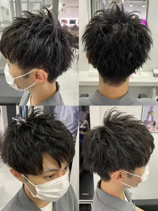 ショート カラー パーマ ヘアアレンジ メンズ 🔥メンズパーマ特 化🔥渡辺一翔🔥のヘアスタイル