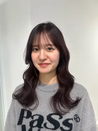 セミロング カラー 愛結 暖色カラー🎀🩰のヘアスタイル