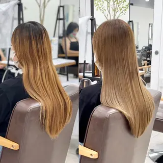 ロング パーマ 縮毛矯正＆ハイライト 特化　須永🐶のヘアスタイル