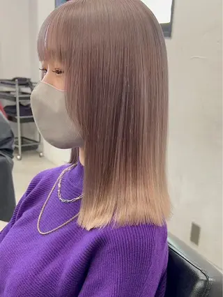 ミディアム カラー ヘアアレンジ 🧸艶々韓国ヘア 🧁mizunaのヘアスタイル