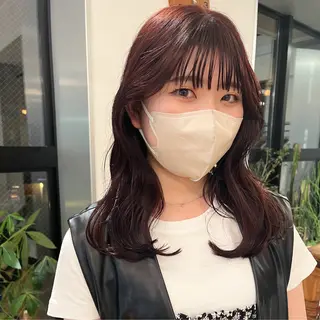 ミディアム カラー 暖色/パーマ 🌼クニトウメイのヘアスタイル