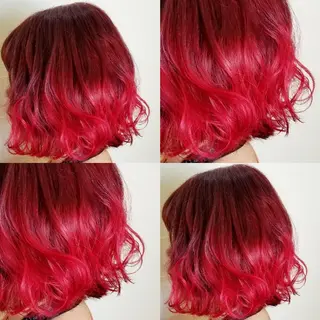 ミディアム ツヤ髪✨縮毛矯正 ハイトーンカラーのヘアスタイル