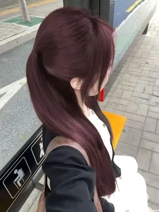 ロング カラー 盛れる暖色🎀ガーリ ーヘア🎀きっかのヘアスタイル