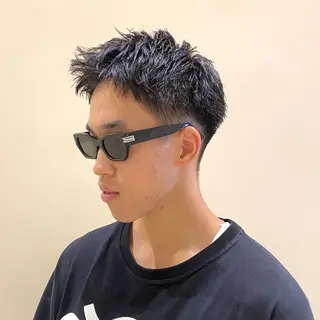 ショート メンズ 韓国ヘア/髪質改善/ レイヤー/ブラウンのヘアスタイル