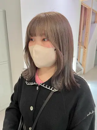 セミロング ブリーチなしカラー ダブルカラーエクステのヘアスタイル