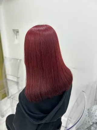 セミロング カラー ヘアアレンジ 🩶学生指名No.1 レッド・ボルドー🩶のヘアスタイル