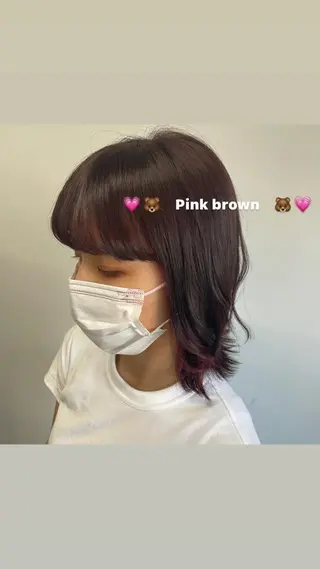 ミディアム カラー パーマ ヘアアレンジ メンズ キッズ ネイル マツエク・マツパ 透明感カラー・レイヤ ー🎀amika🎀のヘアスタイル
