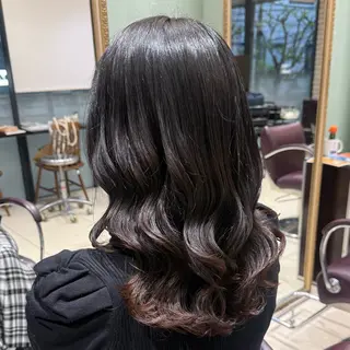 セミロング パーマ 韓国風パーマ🌿コテ 巻き風パーマ/るいのヘアスタイル