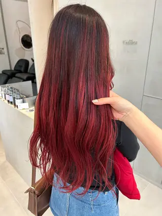 ロング カラー 風香🪼レイヤー カット/艶カラーのヘアスタイル