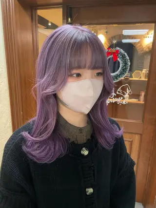 ミディアム カラー ヘアアレンジ maoブリーチ無し 似合わせカラーのヘアスタイル