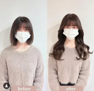 ヘアアレンジ セミロング カラーとエクステ 🌟エクステのヘアスタイル