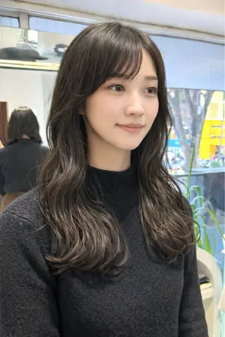 ロング パーマ デジタルパーマ/ コテ巻き風パーマのヘアスタイル