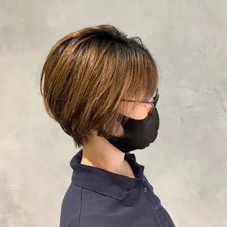 ショート カラー パーマ ヘアアレンジ 美髪ストレート AOYAGIのヘアスタイル