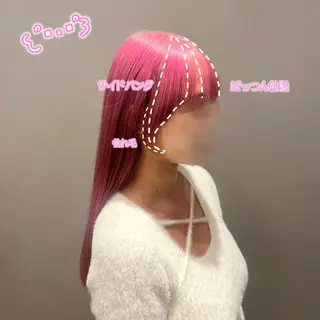 ロング ヘアセット/ピンク /レッド/あつはのヘアスタイル