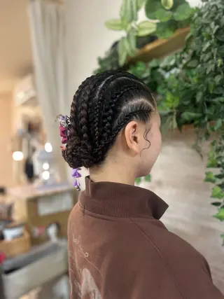 ヘアアレンジ Roquat Salon所属・AYA/ヘアセット/ メンズ/コーンロウのヘアスタイル