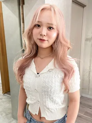 ロング カラー ブリーチ/ベージュ 💕/momoaのヘアスタイル