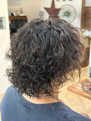 ミディアム パーマ メンズ スパイキー/ ピンパーマ/緑川雄也のヘアスタイル