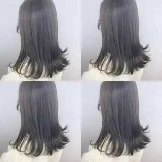 セミロング カラー 韓国レイヤーカット/ ダブルカラーのヘアスタイル