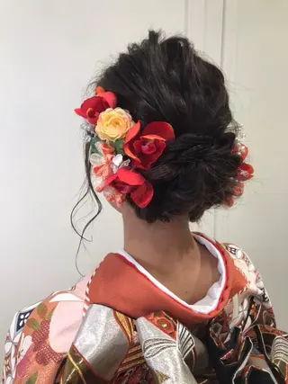 ミディアム ヘアアレンジ 片山千晴✨ツヤ髪 ✨顔まわりカット✨のヘアスタイル