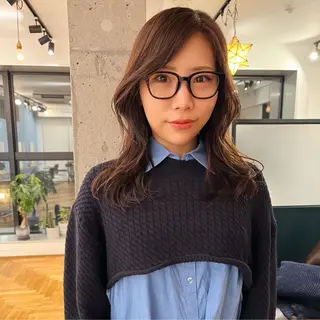 セミロング 暖色/パーマ 🌼クニトウメイのヘアスタイル