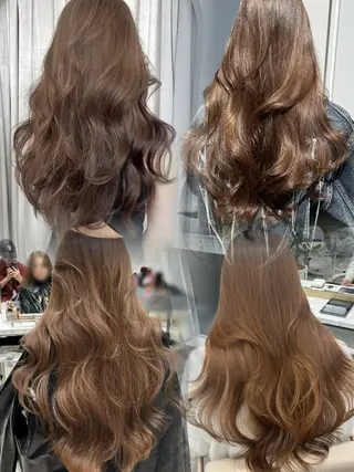 ロング 韓国ヘア レイヤーカットのヘアスタイル