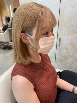 ミディアム カラー 店長/mao/ 前髪/顔周りカットのヘアスタイル