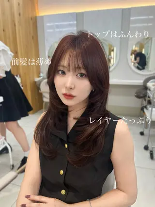 セミロング カラー 似合わせレイヤー/ 透明感カラーのヘアスタイル