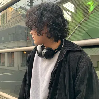 ミディアム カラー パーマ ヘアアレンジ メンズ 原宿パーマ kazuのヘアスタイル