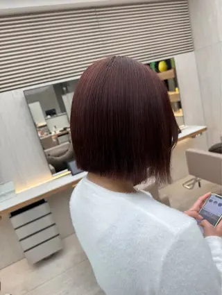 ミディアム カラー ボブ/ハイトーン あべまさきのヘアスタイル