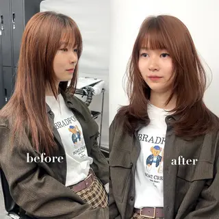 ロング レイヤーカット/透明 感カラー/aikaのヘアスタイル