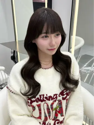 セミロング カラー 新宿/韓国ヘア 中明度カラー/かやのヘアスタイル